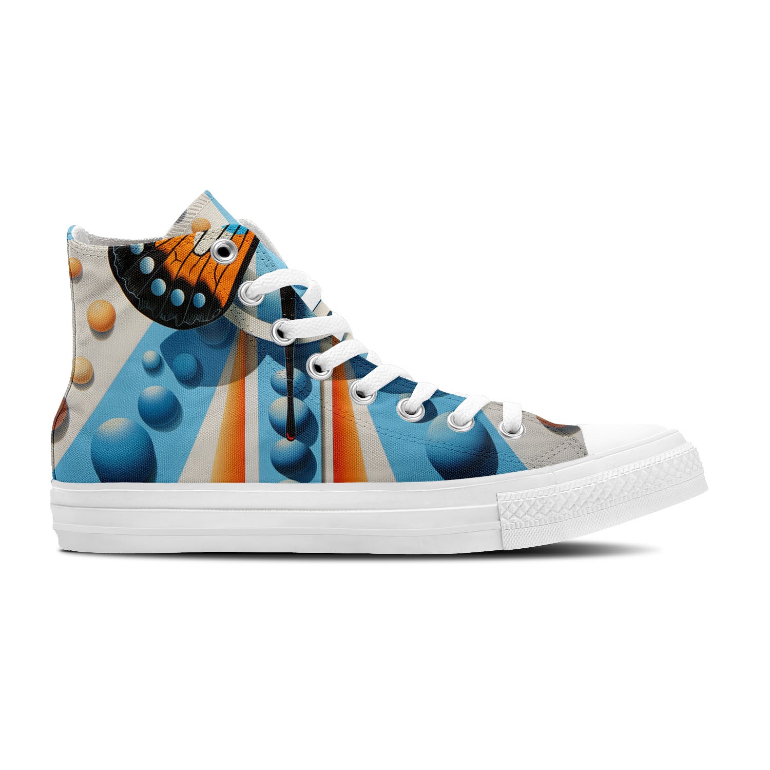 Artistry in Flight: Central-High Canvas Shoes featuring Op Art Butterfly Illustrations – A Stylish Choice for Both Genders