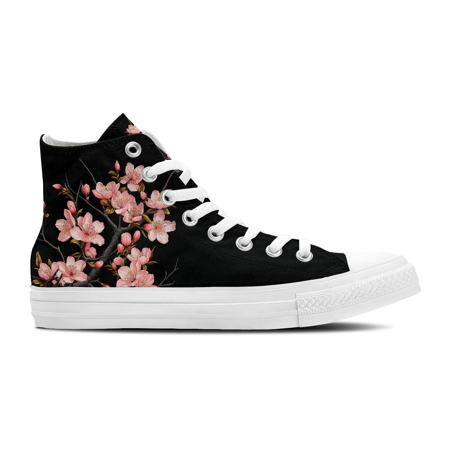 Blossom Elegance: Unisex Mid-Top Canvas Shoes - Step into Spring with the Graceful Beauty of Plum Blossom Prints for Men and Women