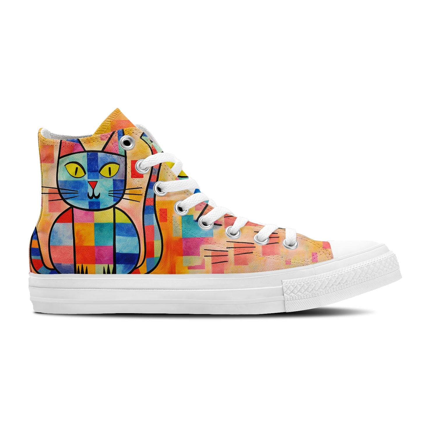 Creative Catwalk: Unleash Your Imagination with Central-High Canvas Shoes - Unisex Fashion Adorned with the Captivating Playfulness of Cat-Inspired Prints.