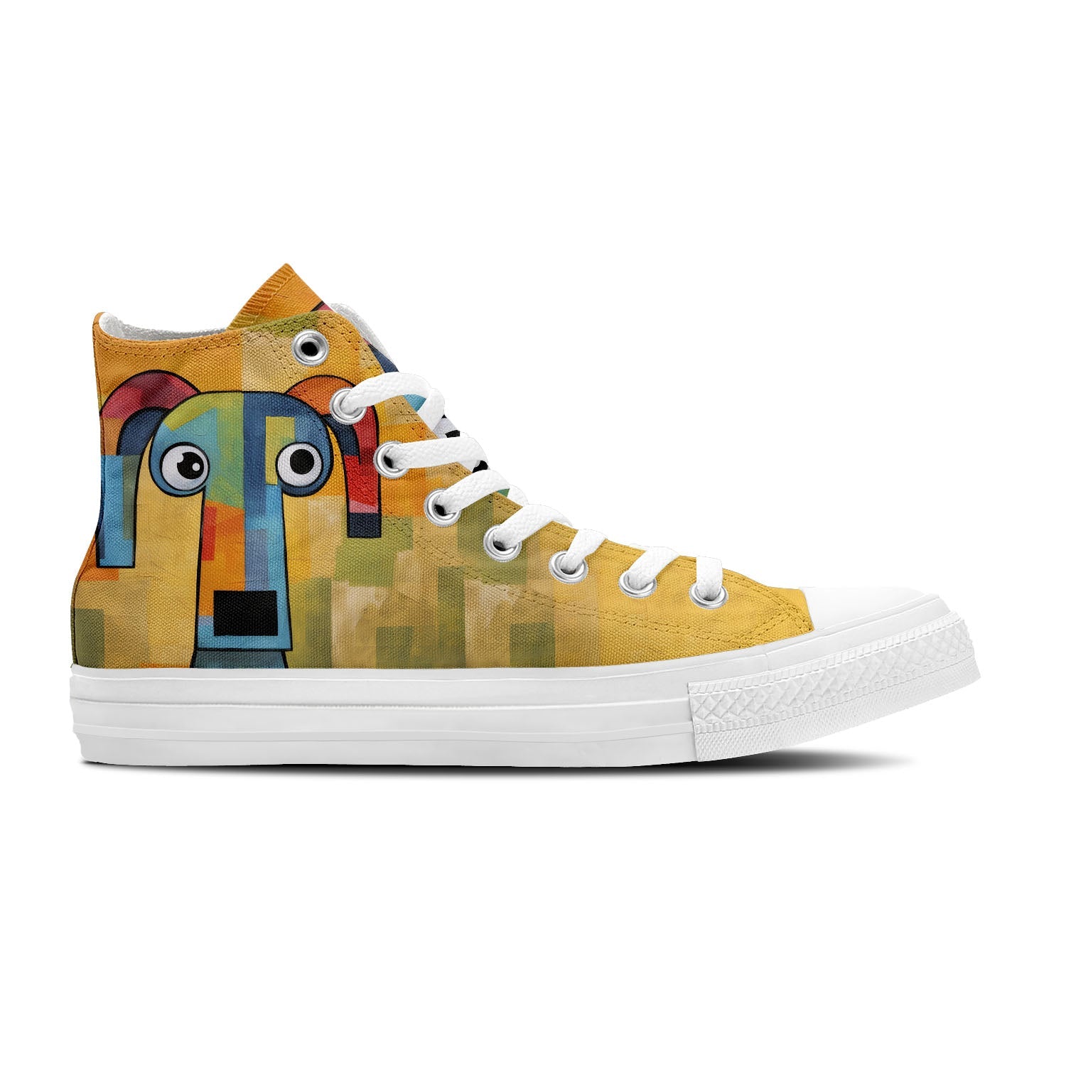 Artistic Kitties: Men and Women's Mid-Top Canvas Shoes - Elevate Your Style with Central-High Canvas Shoes Featuring the Charming Playfulness of Cat Artistry