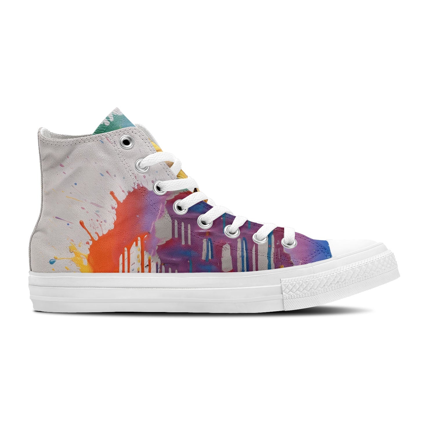 Colorful Companions: Central-High Canvas Shoes featuring Dripping Art Dog Illustrations – Unleash Your Style with Every Step, Pawsitively Fashionable