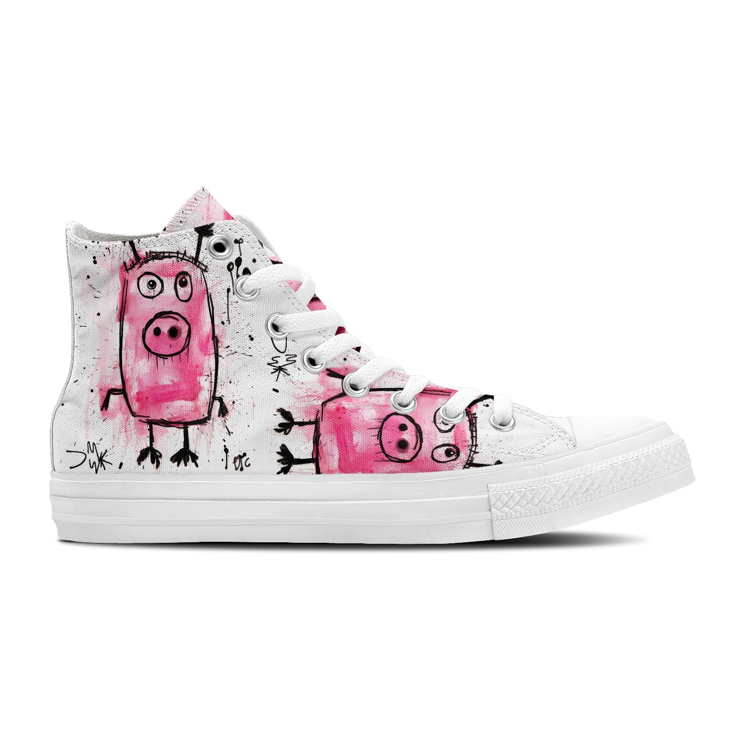 Adorable Oink: Step into Cuteness with our Mid-Top Canvas Shoes featuring Playful Piglet Drawings – Fun Fashion for Men and Women