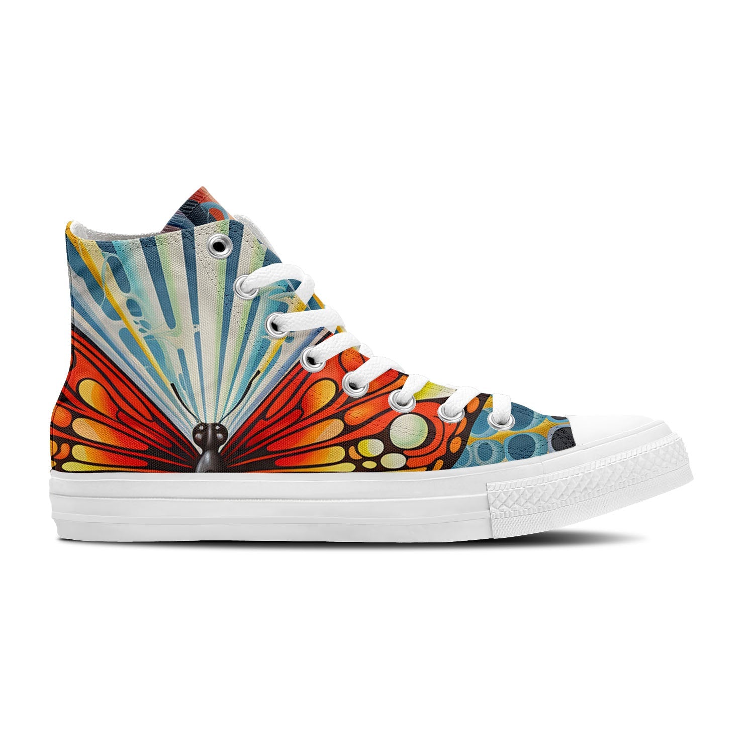 Butterfly Whimsy: Men and Women's Mid-Top Canvas Shoes - Step into a World of Artistic Elegance with Op Art Butterfly Imagery