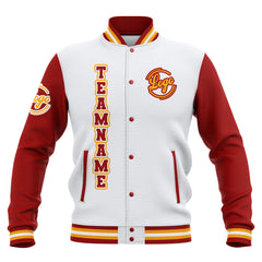 Custom White Red Yellow Waterproof Varsity Jackets Personalized Stitched Name Number Logo to Letterman Jackets