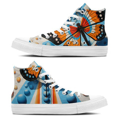 Artistry in Flight: Central-High Canvas Shoes featuring Op Art Butterfly Illustrations – A Stylish Choice for Both Genders