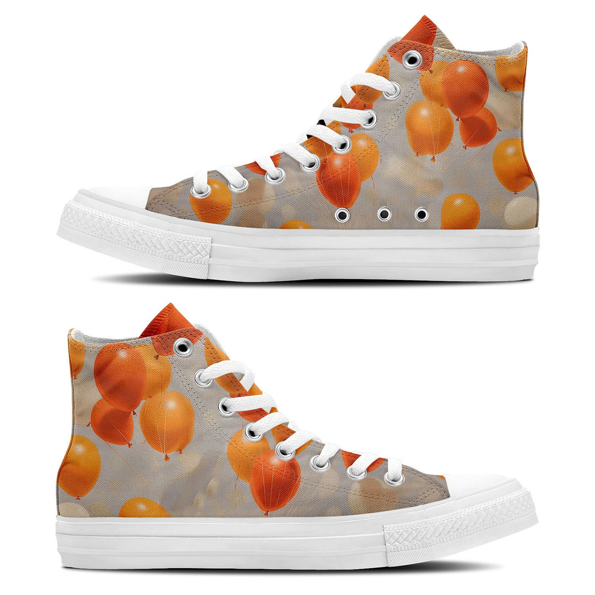 Balloon Bash: Men and Women's Mid-Top Canvas Shoes - Elevate Your Style with Central-High Canvas Shoes Featuring the Playful Charm of Polka Dot Balloon Artistry