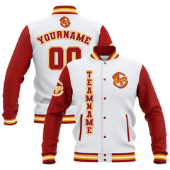 Custom White Red Yellow Waterproof Varsity Jackets Personalized Stitched Name Number Logo to Letterman Jackets