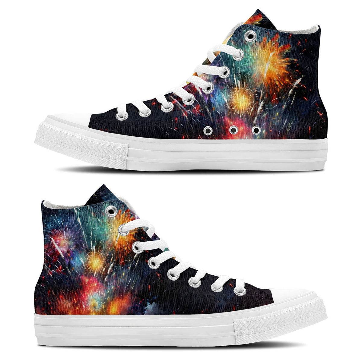 Canvas Kaleidoscope: Unleash Your Creativity with Central-High Canvas Shoes - Unisex Fashion Blooms with the Explosive Beauty of Splash Paint Style Fireworks