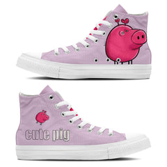 Adorable Oink: Step into Cuteness with our Mid-Top Canvas Shoes featuring Playful Piglet Drawings – Fun Fashion for Men and Women