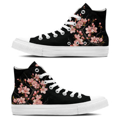 Blossom Elegance: Unisex Mid-Top Canvas Shoes - Step into Spring with the Graceful Beauty of Plum Blossom Prints for Men and Women