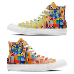 Creative Catwalk: Unleash Your Imagination with Central-High Canvas Shoes - Unisex Fashion Adorned with the Captivating Playfulness of Cat-Inspired Prints.