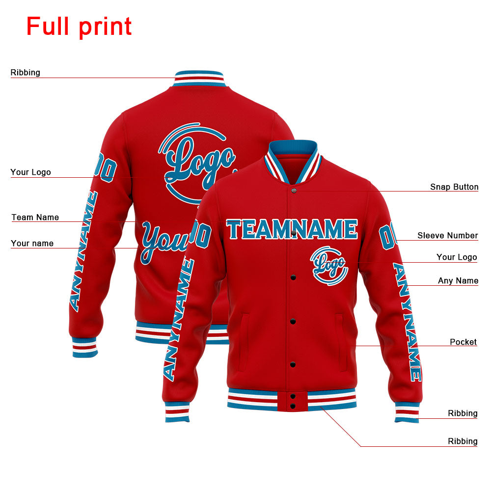 Custom Varsity Jacket Letterman jacket for Men, Women and Youth Blue Red