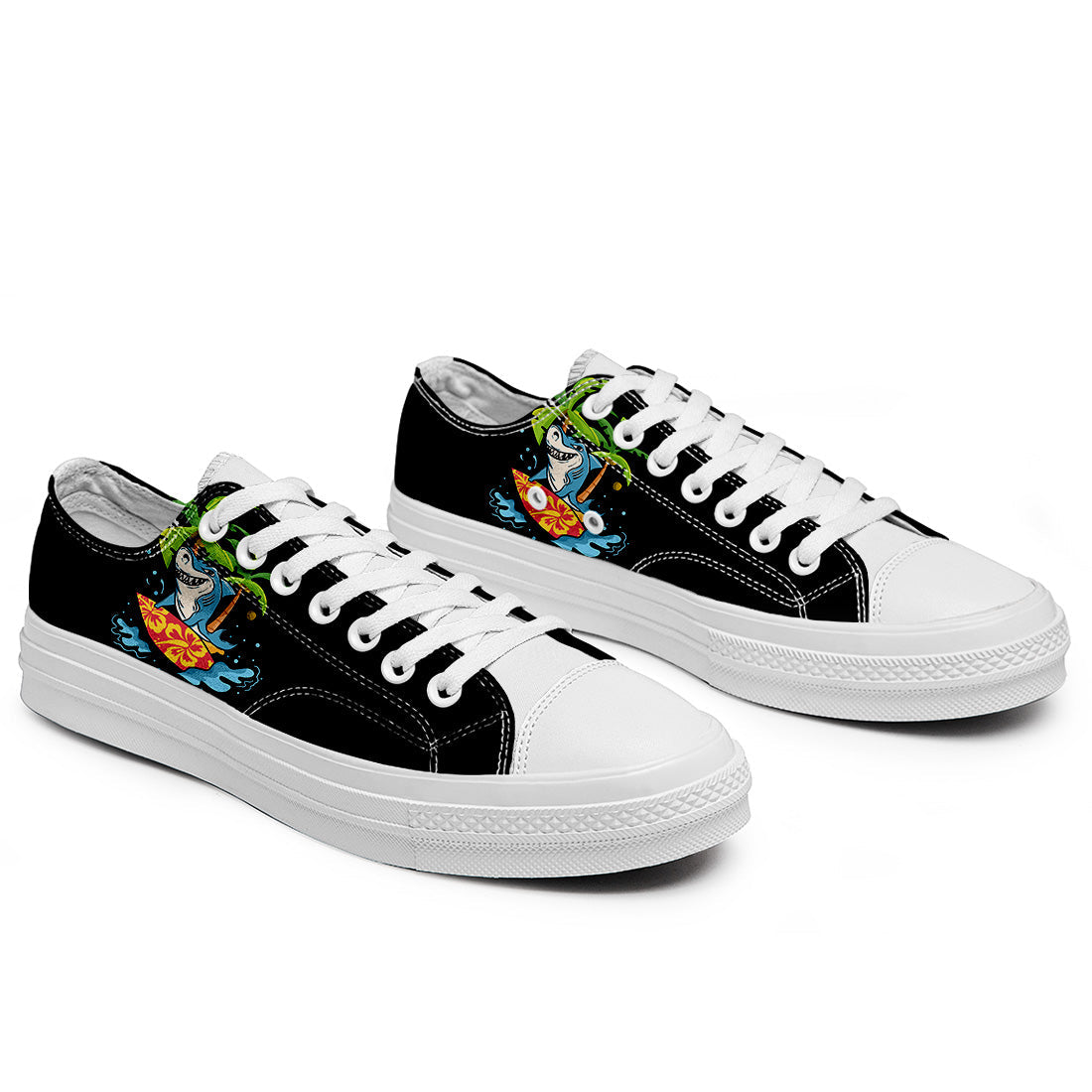 Highlight Your Fashion With Men's and Women's Low-Top Canvas Shoes Shark