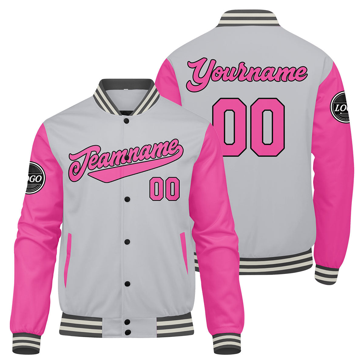 Custom Varsity Jacket Letterman jacket for Men, Women and Youth Pink