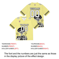 Custom Football Jersey Shirt Personalized Stitched Printed Team Name Number Light Yellow