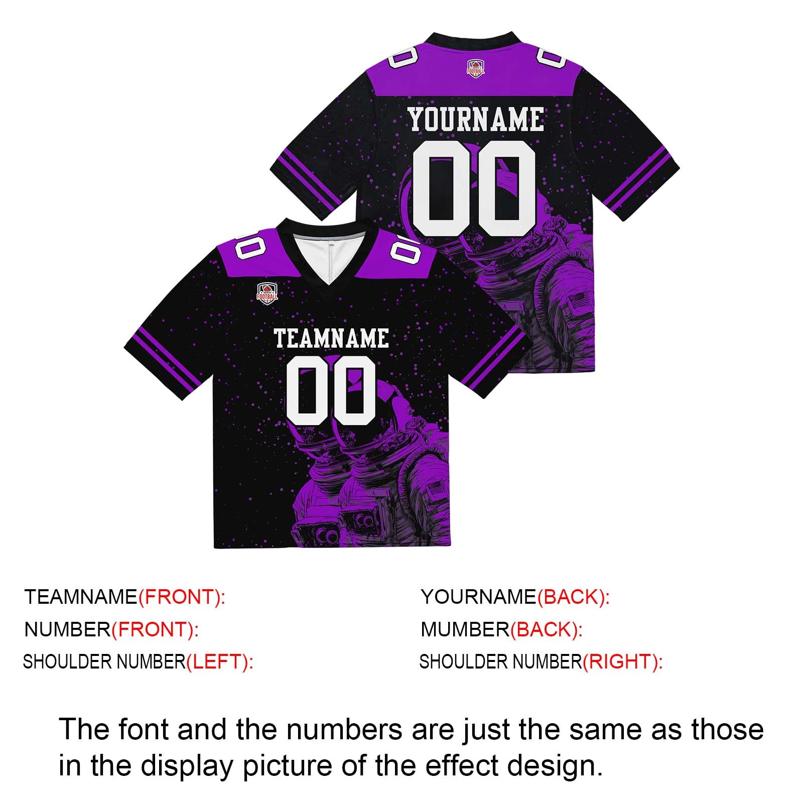 Custom Football Jersey Shirt Personalized Stitched Printed Team Name Number Black&Purple