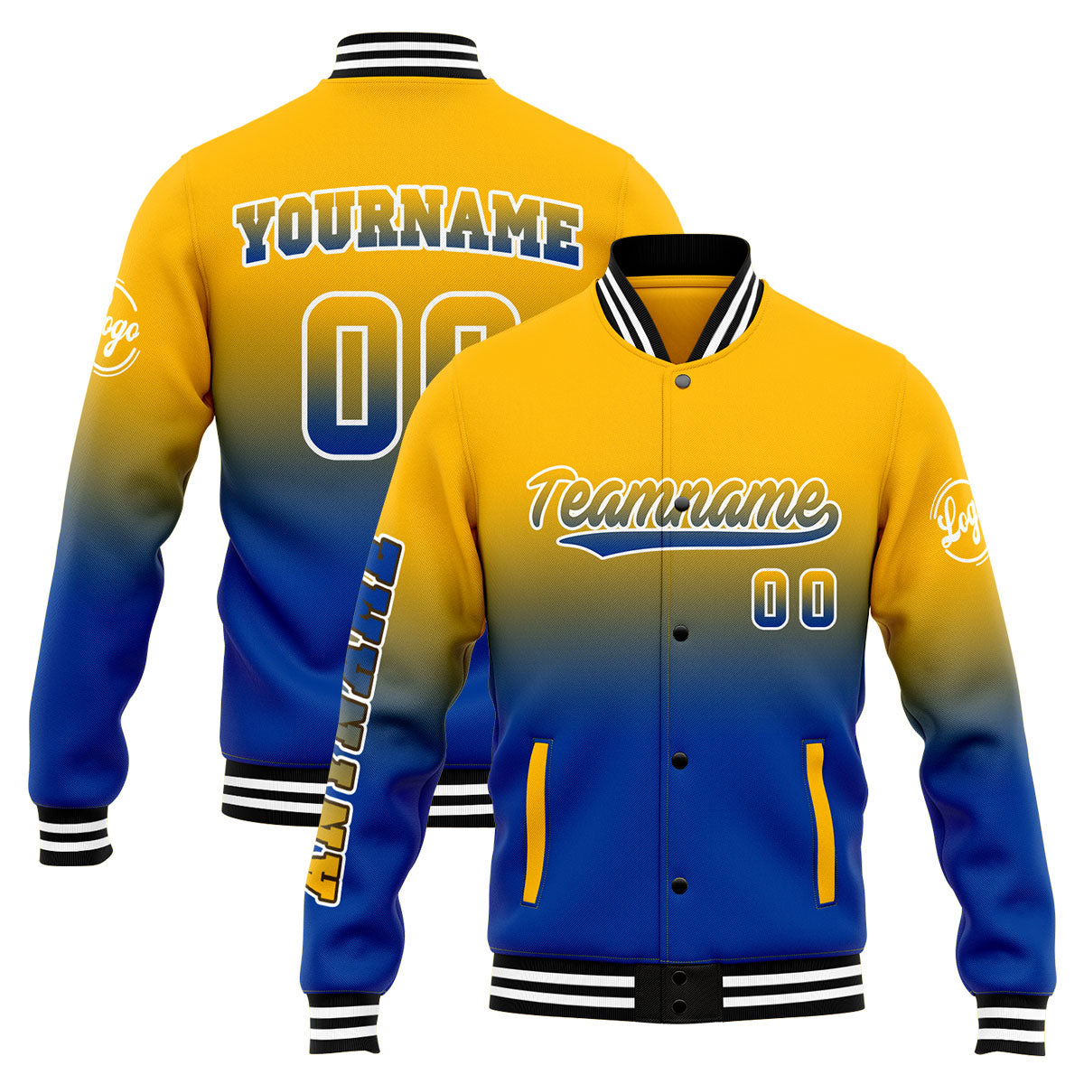 Custom Varsity Jacket Letterman jacket for Men, Women and Youth Yellow&Blue