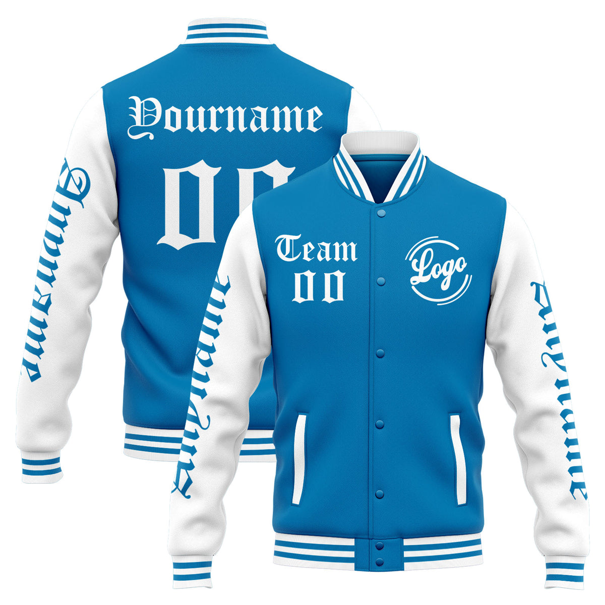 Custom Varsity Jacket Letterman jacket for Men, Women and Youth Blue White