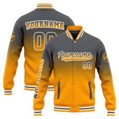 Custom Varsity Jacket Letterman jacket for Men, Women and Youth Grey Yellow Gradient