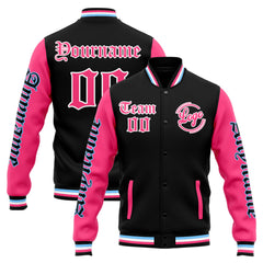 Custom Varsity Jacket Letterman jacket for Men, Women and Youth Black Pink