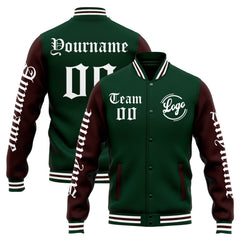 Custom Varsity Jacket Letterman jacket for Men, Women and Youth Green Brown