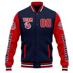 Custom Varsity Jacket Letterman jacket for Men, Women and Youth Navy Red