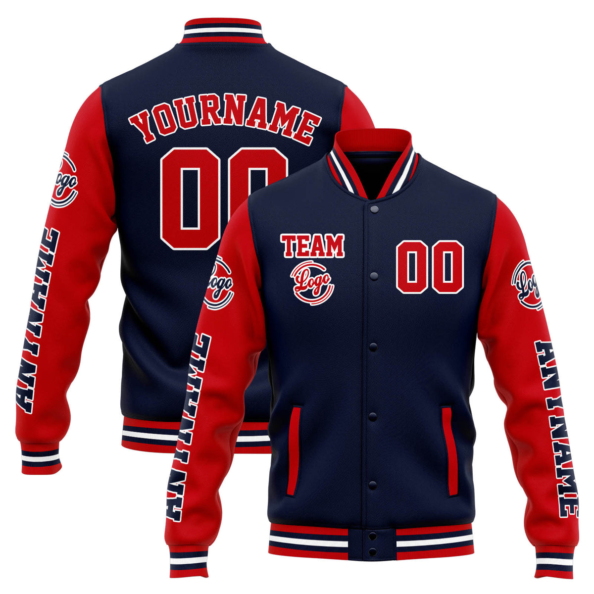 Custom Varsity Jacket Letterman jacket for Men, Women and Youth Navy Red