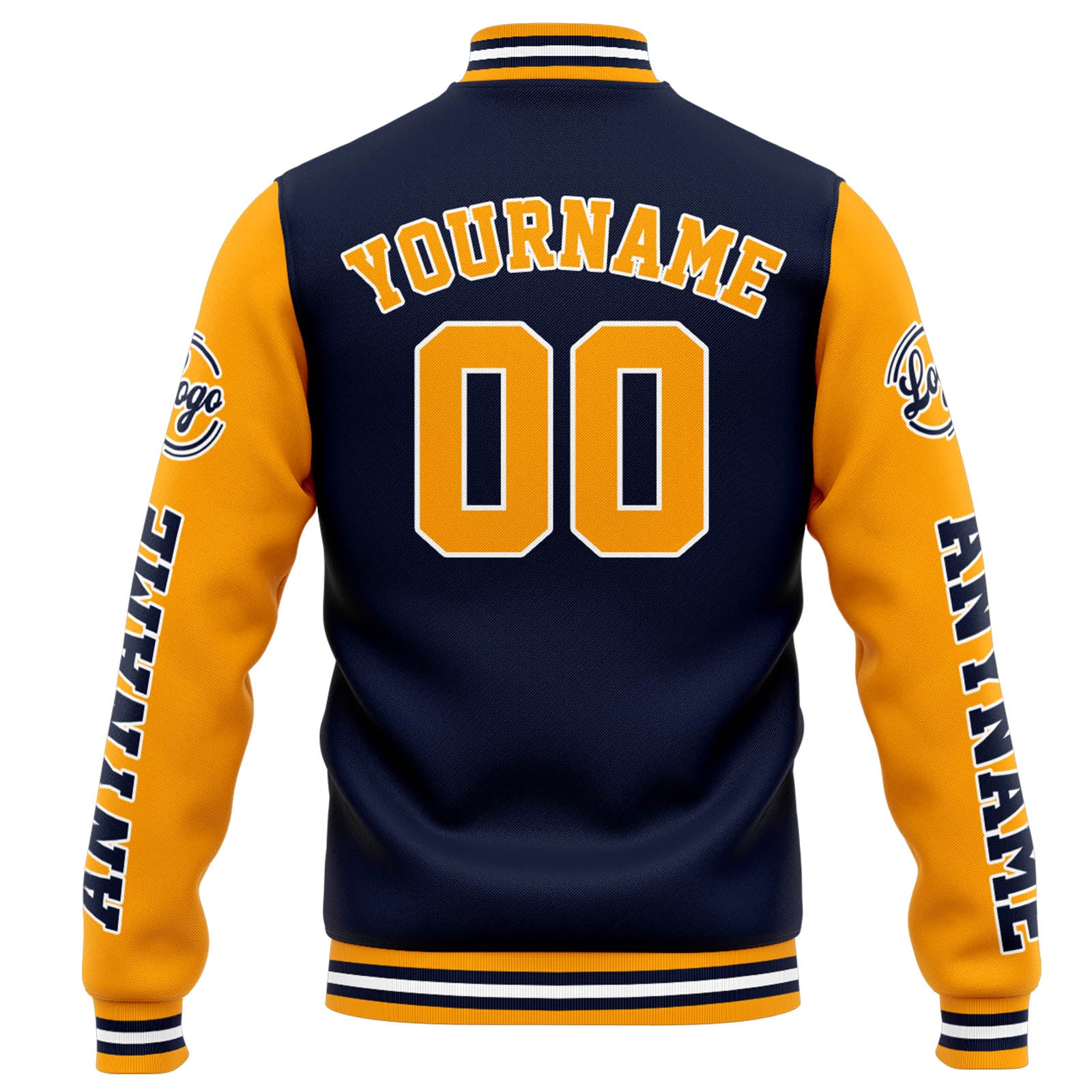 Custom Varsity Jacket Letterman jacket for Men, Women and Youth Navy Orange