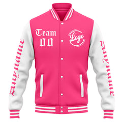 Custom Varsity Jacket Letterman jacket for Men, Women and Youth Pink White