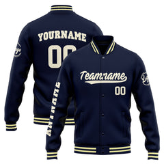 Custom Varsity Jacket Letterman jacket for Men, Women and Youth Navy Cream