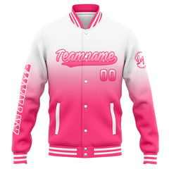 Custom Varsity Jacket Letterman jacket for Men, Women and White Pink Gradient