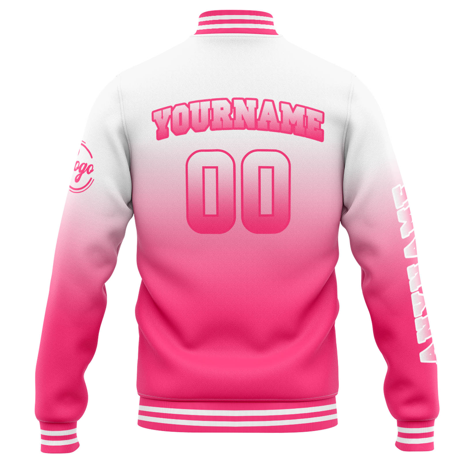 Custom Varsity Jacket Letterman jacket for Men, Women and White Pink Gradient