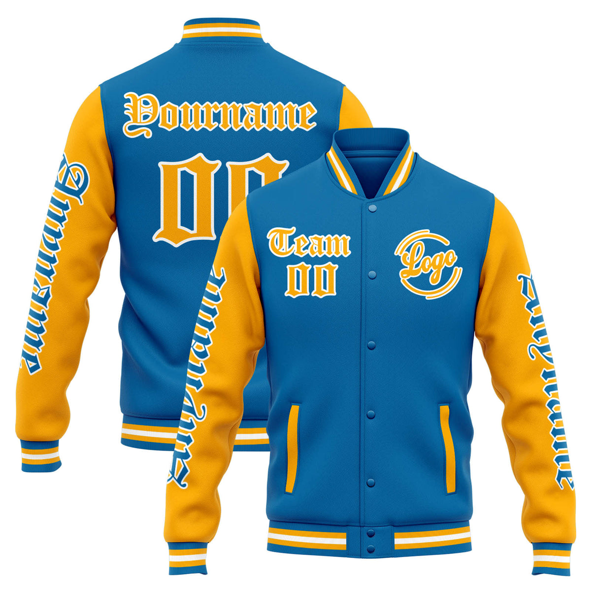 Custom Varsity Jacket Letterman jacket for Men, Women and Youth Blue Orange