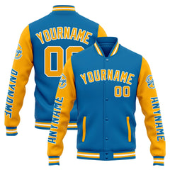 Custom Varsity Jacket Letterman jacket for Men, Women and Youth Blue Orange