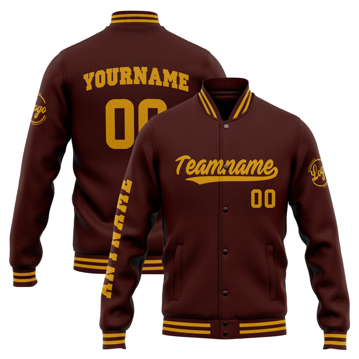 Custom Varsity Jacket Letterman jacket for Men, Women and Youth Burgundy Gold