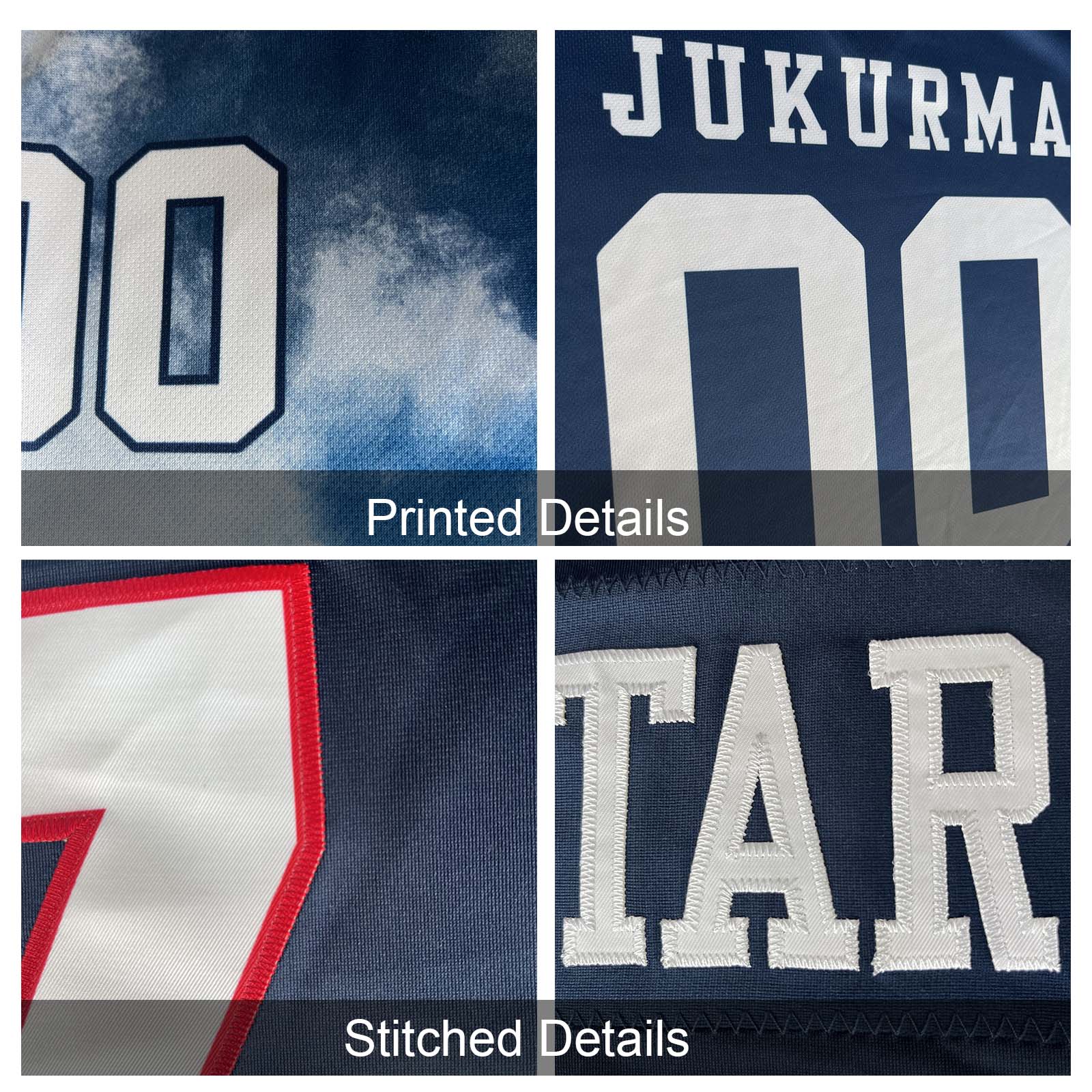 Custom Football Jersey Shirt Personalized Stitched Printed Team Name Number Navy & White